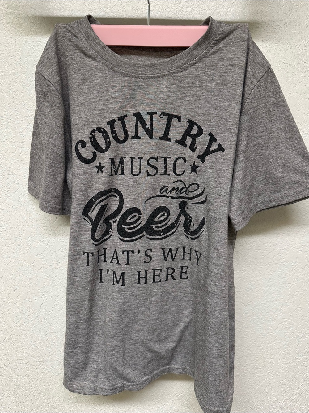 Gray Graphic Tee "Country Music and Beer"